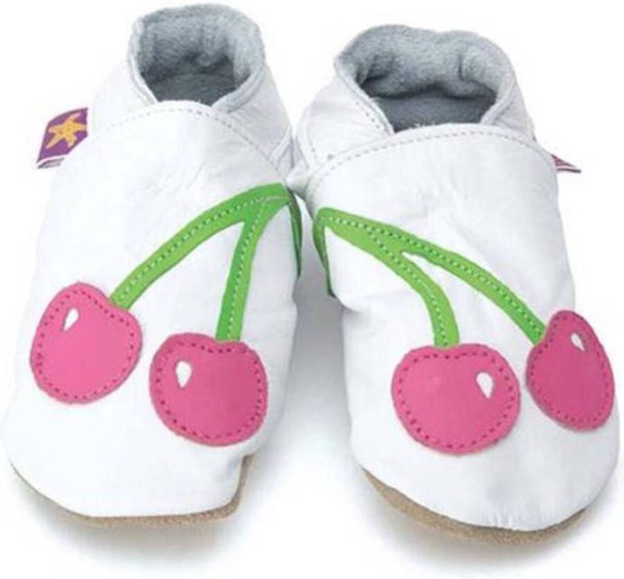 Starchild Wit leren babyslofjes van Cherry XL (15 5 cm)