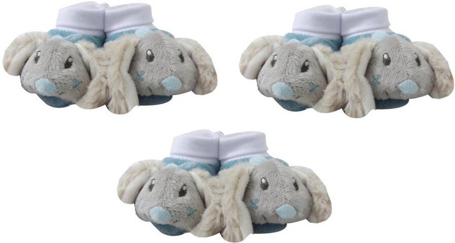 Stefano Fashion Konijntje slippers pantoffels blauw set van 3 paar
