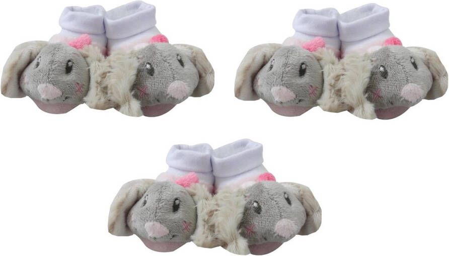 Stefano Fashion Konijntje slippers pantoffels roze set van 3 paar