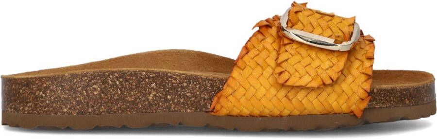 STEFANO LAURAN Slippers Dames Bio Gevlochten 1 Band Slipper Met Gesp Maat: 39 Materiaal: Leer Kleur: Oranje