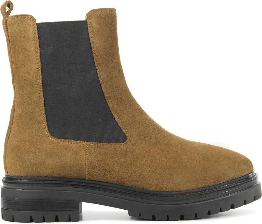 Stefano Lauran Chelsea boots Dames Laarzen Schoenen Suède S3109. Midden bruin