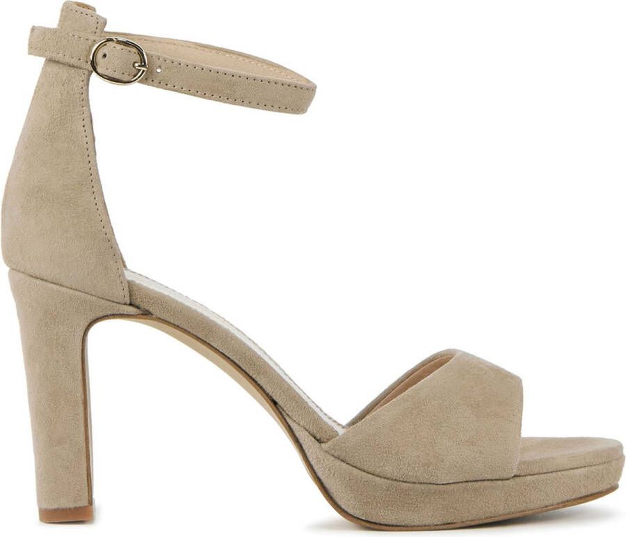 Stefano Lauran Pumps Stiletto Dames Damesschoenen Suède Blokhak hoogte S3126 Beige