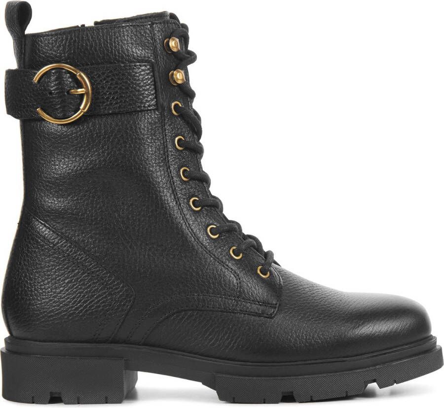 Stefano Lauran Veterboots Dames Laarzen Damesschoenen Leer S3087. Zwart