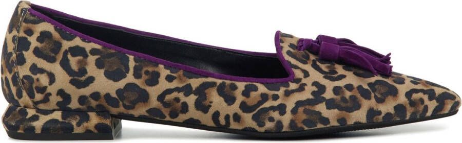 Stefano Lauran Instappers Dames Instapschoenen Damesschoenen Suède Leopardprint S3147 Leopard