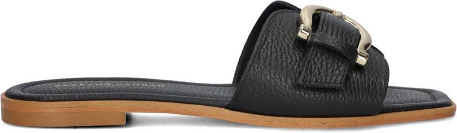 STEFANO LAURAN Slippers Dames Led 1 Band Slipper Met Gesp Maat: 37 Materiaal: Leer Kleur: Zwart