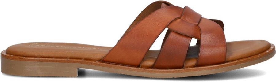 STEFANO LAURAN Slippers Dames Led Knoop Slipper Maat: 37 Materiaal: Leer Kleur: Cognac