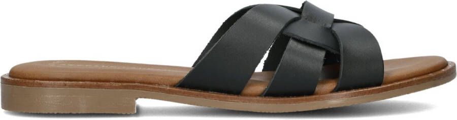 STEFANO LAURAN Slippers Dames Led Knoop Slipper Maat: 37 Materiaal: Leer Kleur: Zwart