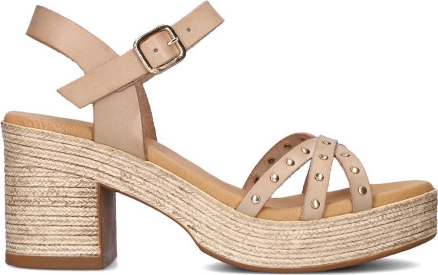 STEFANO LAURAN Dames Led Sandaal Met Studs Th Maat: 38 Materiaal: Leer Kleur: Beige