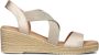 STEFANO LAURAN Dames Met Kruis Sandaal Sleehak Maat: 37 Materiaal: Leer Kleur: Goud - Thumbnail 1