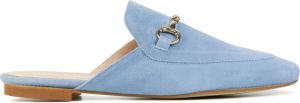 Stefano Lauran Muiltjes Dames Sandalen Instappers Damesschoenen Suède Blokhak S1069 sue Blauw