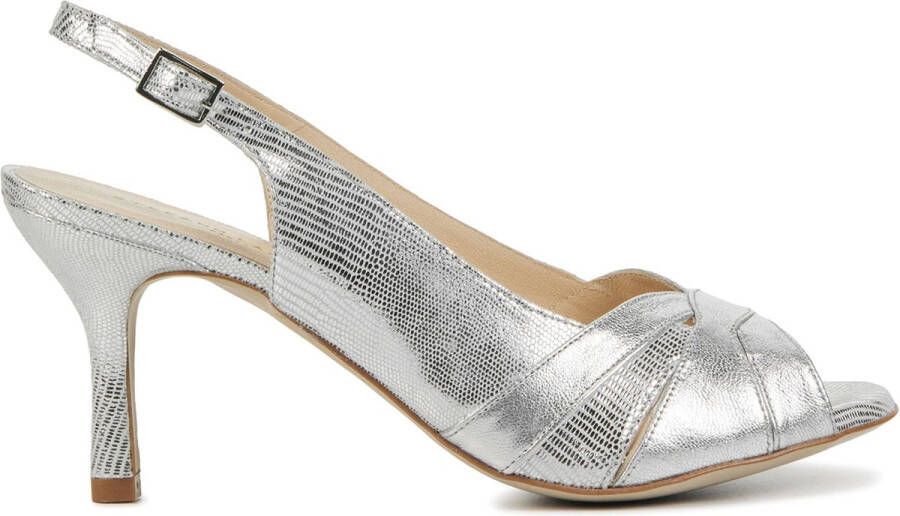 Stefano Lauran Sandalen Dames Damesschoenen Leer Blokhak hoogte S3130 Zilver