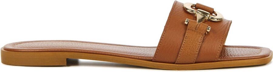 Stefano Lauran Slippers Slides Dames S3114. Cognac