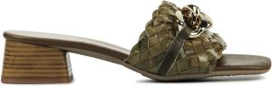 Stefano Lauran Slippers Slides Dames Sandalen S3045 Blokhak Hoogte 4 cm Groen