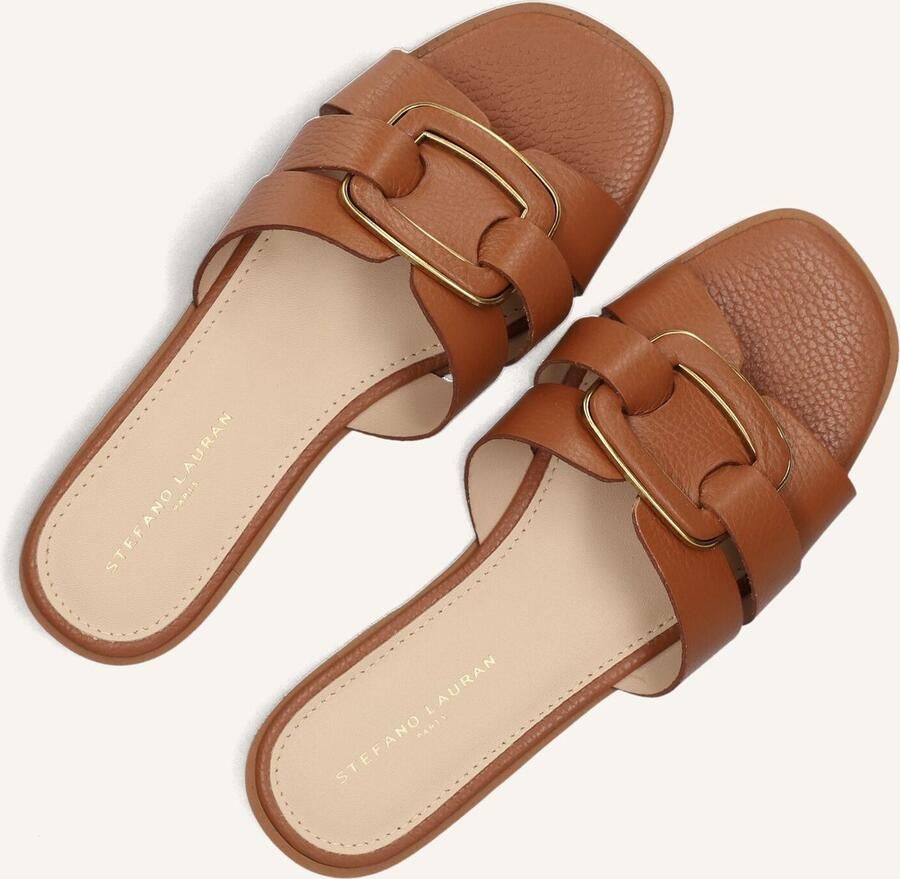 STEFANO LAURAN Slippers Dames 24152 Maat: 39 Materiaal: Leer Kleur: Cognac - Foto 3