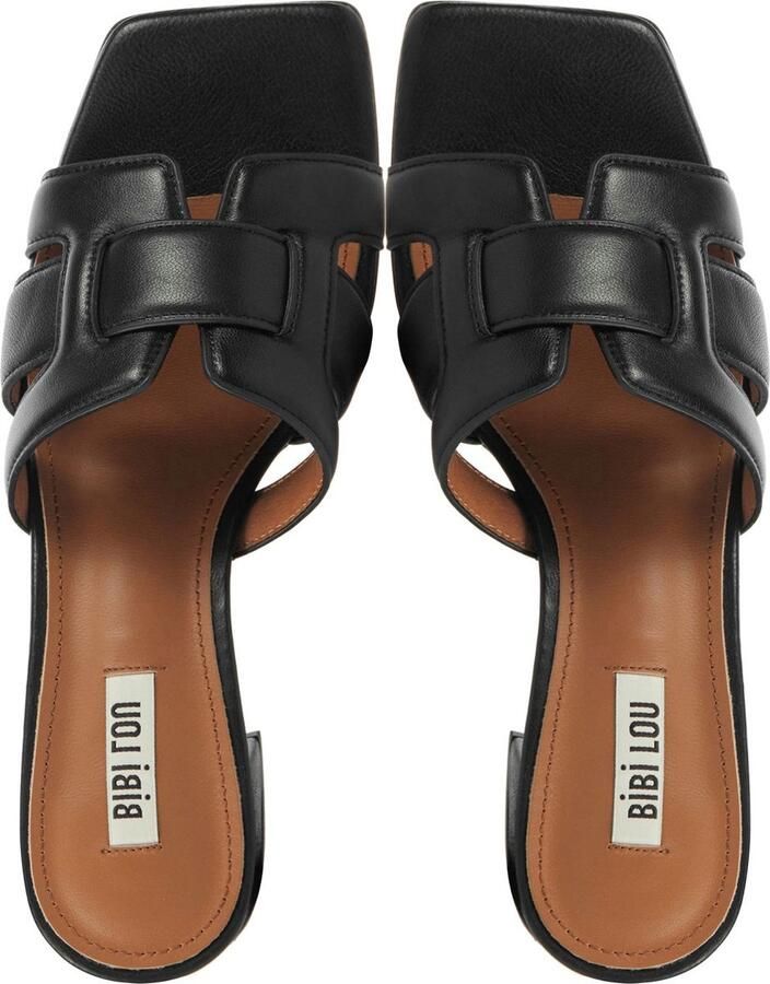 Stefano Lauran BiBi Lou Slippers Dames Sandalen Instappers Damesschoenen Leer Blokhak 761Z10VK Zwart - Foto 15