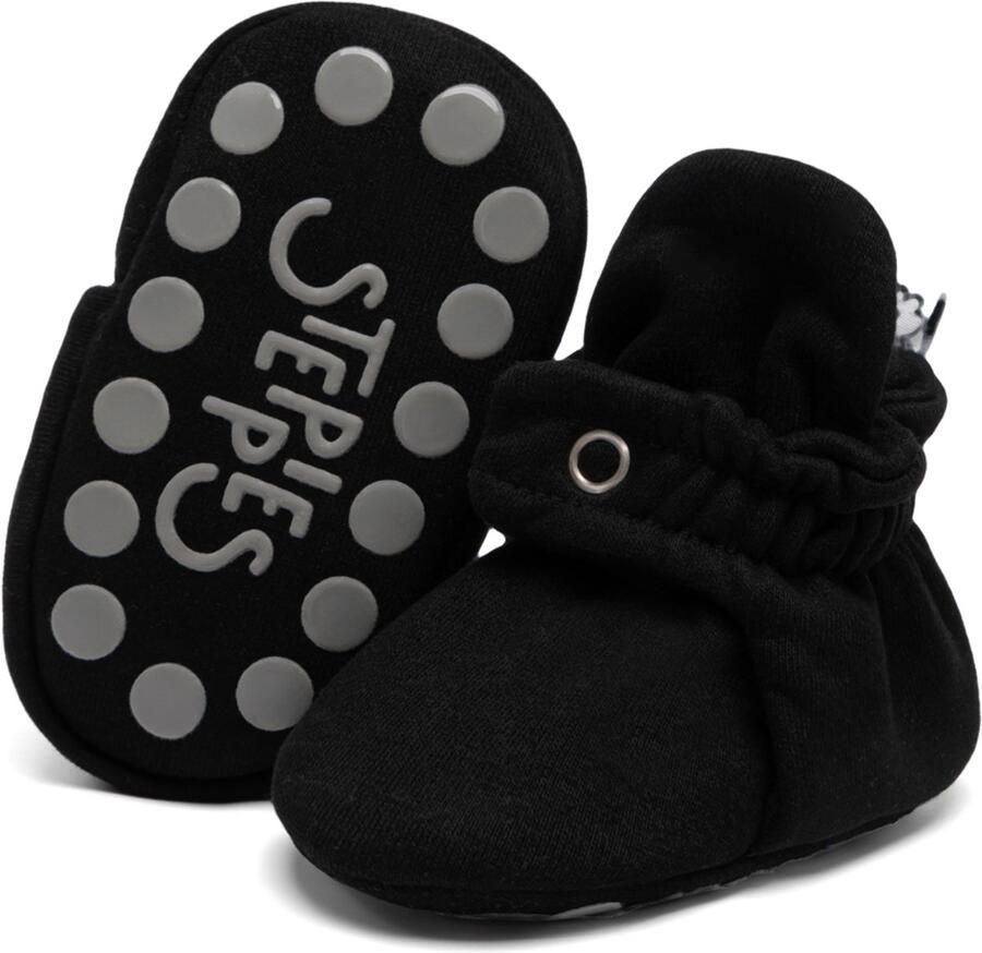 Steppies Babyslofjes Antislip voor en Zwart Stappertjes