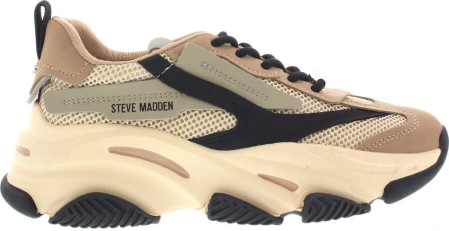 STEVE MADDEN Possession-E Khaki Black Beige Kunststof Lage sneakers Dames - Foto 5
