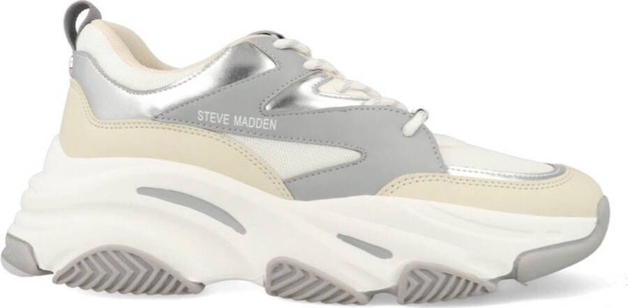 Steve Madden Progressive chunky leren sneakers zilver wit