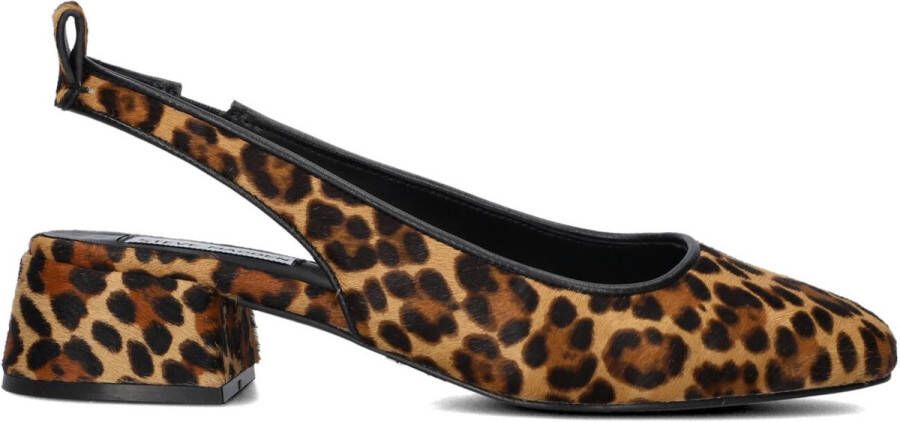Steve Madden Smitten leren slingback pumps met panterprint cognac donkerbruin - Foto 2