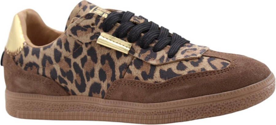 Steve Madden Ethora-L suède sneakers met panterprint beige lila - Foto 5