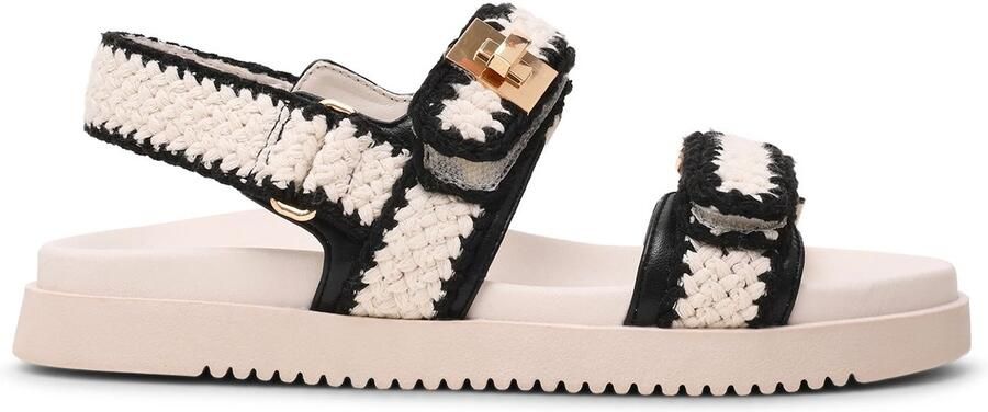 Steve Madden Dames Sandalen met hak Mona-m Beige Textiel Plateauzool - Foto 6