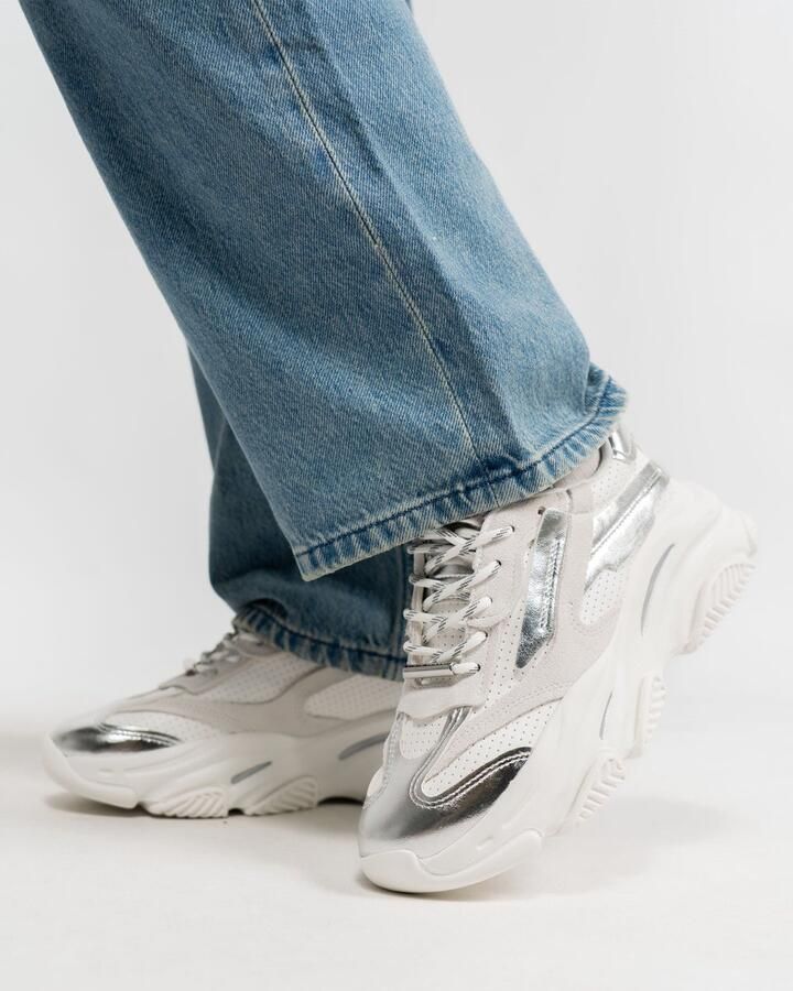 STEVE MADDEN Sneakers laag 'Posses' beige ecru zilver