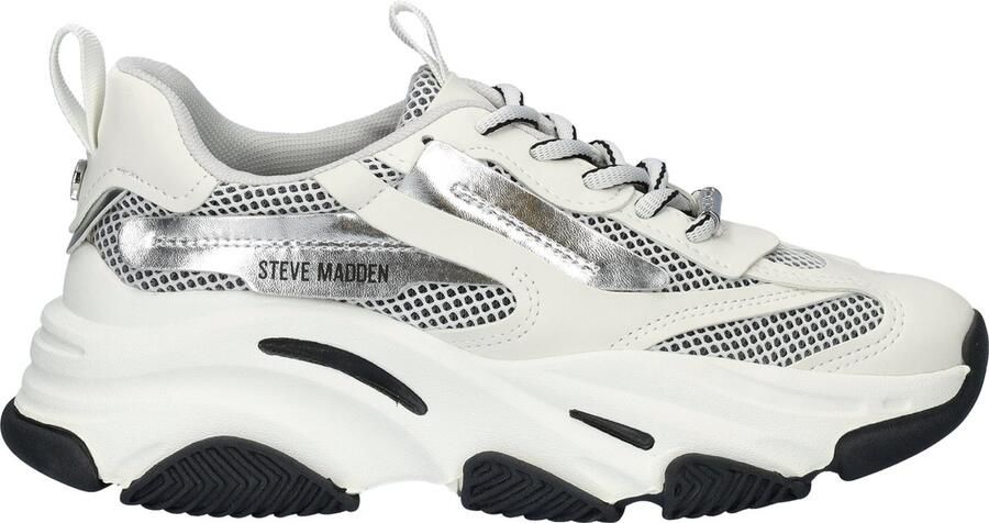 Steve Madden Witte Mesh Sneakers met Zilver en Wit Overlays White Dames - Foto 4