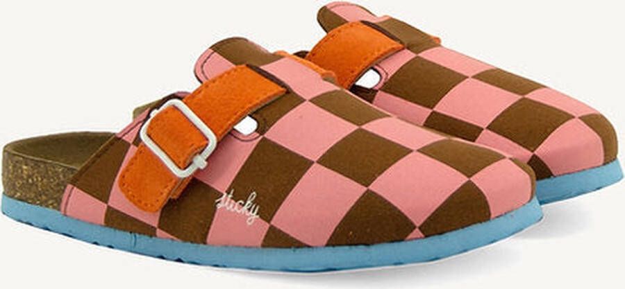 Sticky Lemon Clogs kind Kinder klompen Willow brown + Flower pink