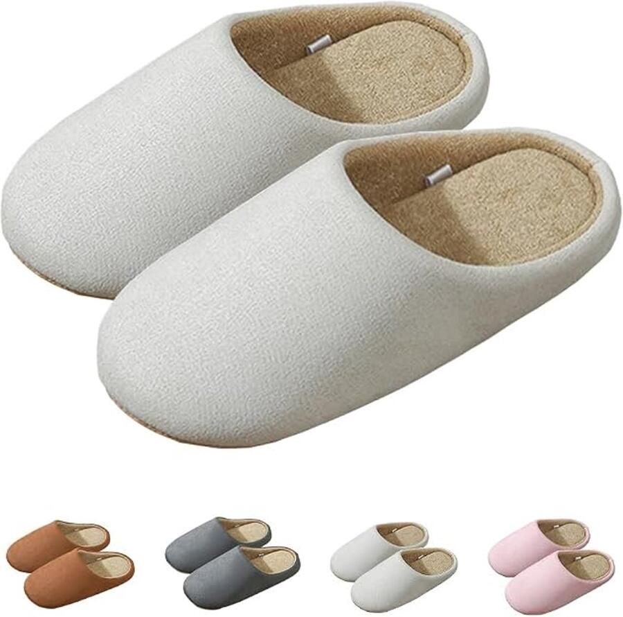 Stille Pantoffels– Lichtgewicht Antislip en Comfortabel Stille Pantoffels voor Binnen Voor Huis en Slaapkamer Maat L (40-42)-Beige
