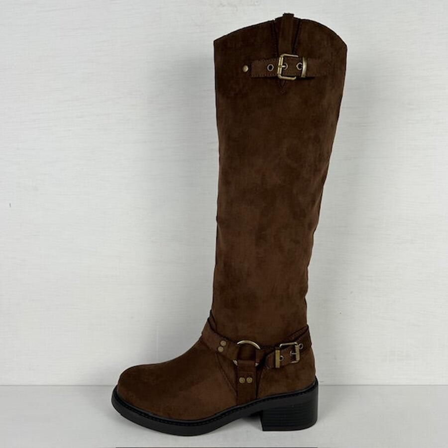 Stoere hoge laarzen met gespjes bruin