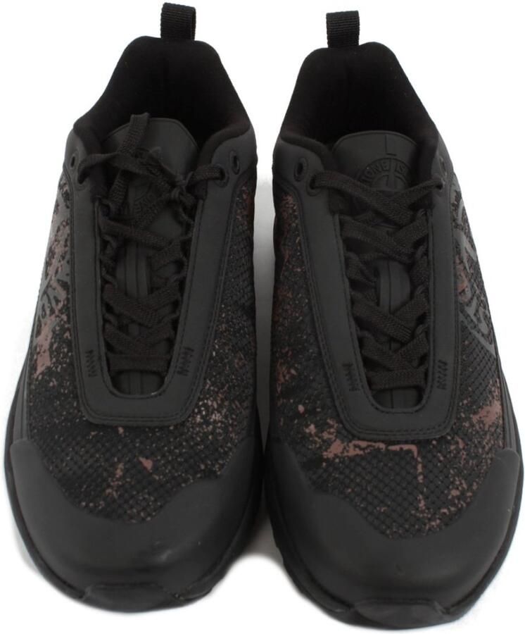 Stone Island Zwarte Sneakers met Twee-Tone Industrieel Motief Black Heren