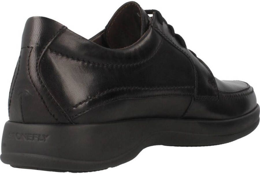 Stonefly Zwarte Leren Veterschoenen Comfortabele Stijl