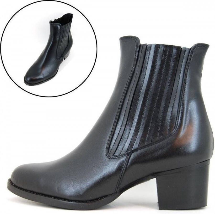 Stravers Grote Maten Schoenen Stravers Chelsea Boots Dames met Hak Zwart Leer Enkellaarsjes Grote Maten