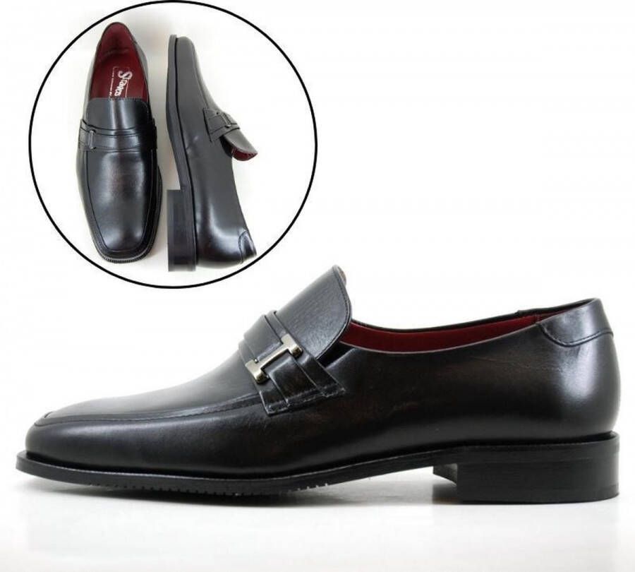 Stravers Grote Maten Schoenen Stravers Loafers Zwart Leer Heren. Nette Instappers met Rubberzool Grote Maten