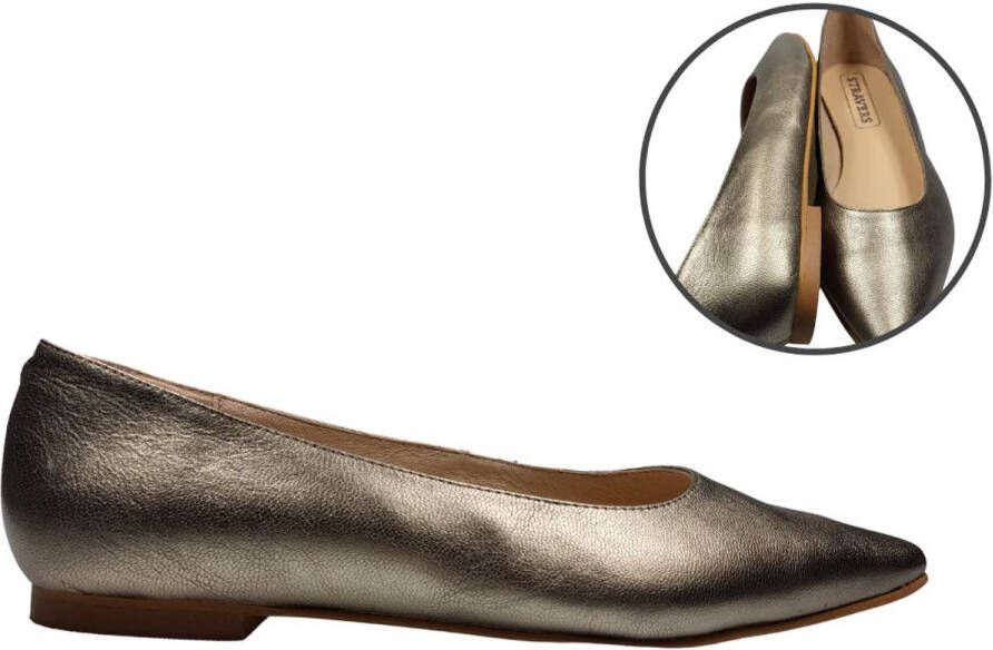 Stravers Grote Maten Schoenen Stravers Ballerina Spits Brons Metalic Dames Grote Maten Ballerina's