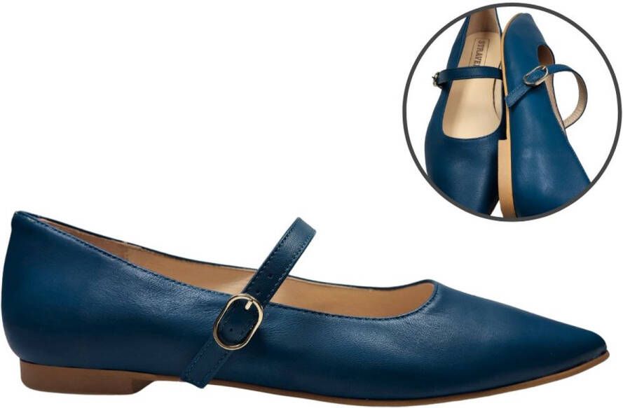 Stravers Grote Maten Schoenen Stravers Ballerina Spits met Bandje Blauw Dames Grote Maten Ballerina's