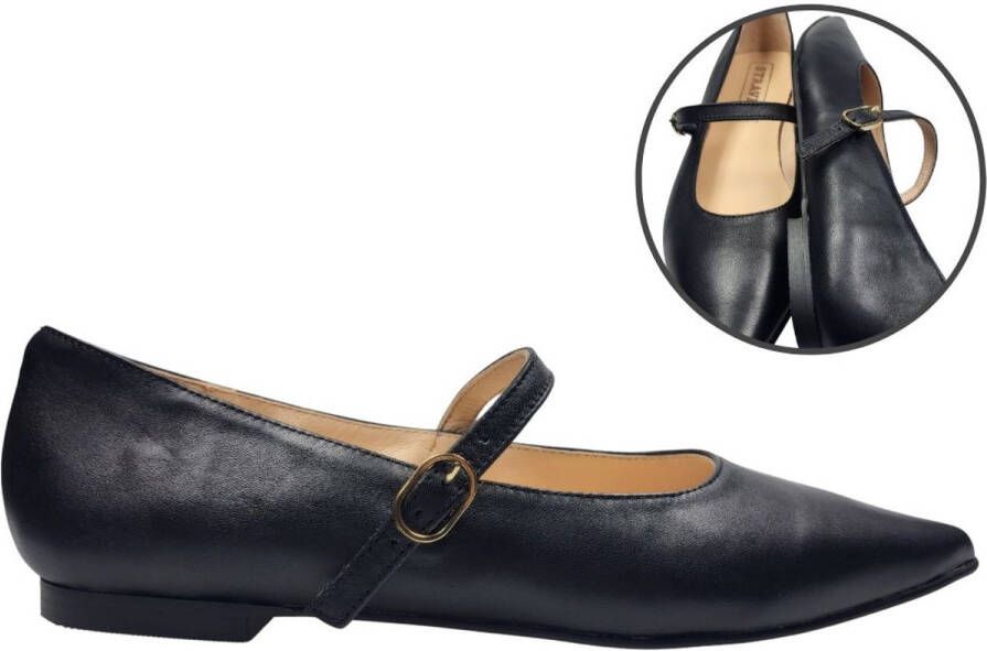 Stravers Grote Maten Schoenen Stravers Ballerina Spits met Bandje Zwart Dames Grote Maten Ballerina's