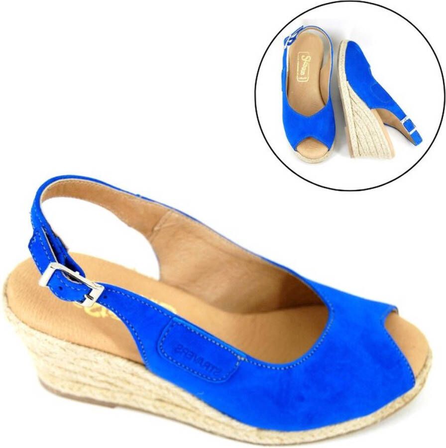 Stravers Grote Maten Schoenen Stravers Blauwe Espadrilles met Sleehak Grote Maten Dames Sleehakken - Foto 1