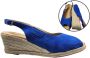 Stravers Grote Maten Schoenen Stravers Blauwe Espadrilles met Sleehak Grote Maten Dames Sleehakken - Thumbnail 1