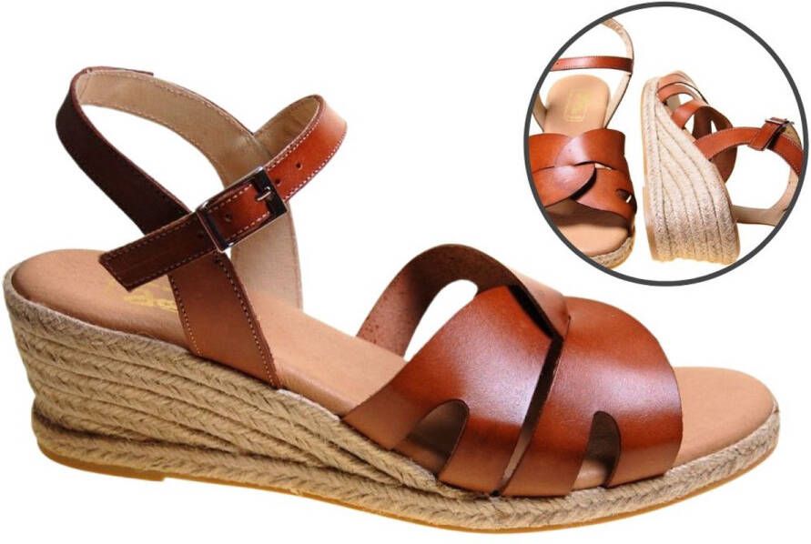 Stravers Grote Maten Schoenen Stravers Bruine Espadrilles Sandalen Connect met Sleehak Espadrilles Dames Grote Maten