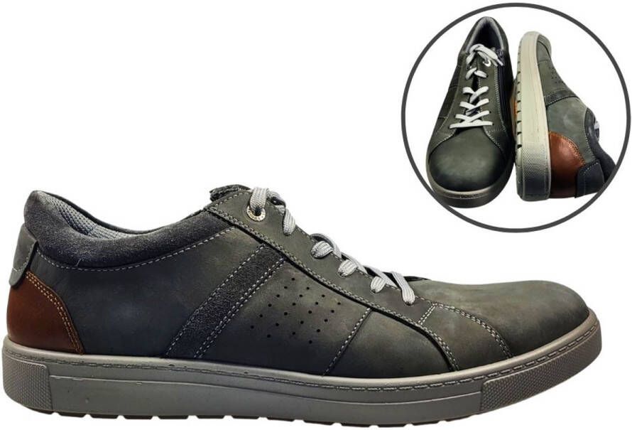 Stravers Grote Maten Schoenen Stravers Casual Sneakers met Rits Grijs Heren Grote Maten Sneakers