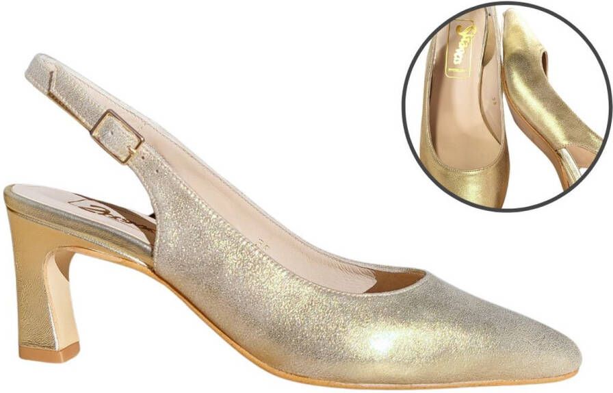 Stravers Grote Maten Schoenen Stravers Champagne Slingback Hakken Grote Maten Slingback Pumps