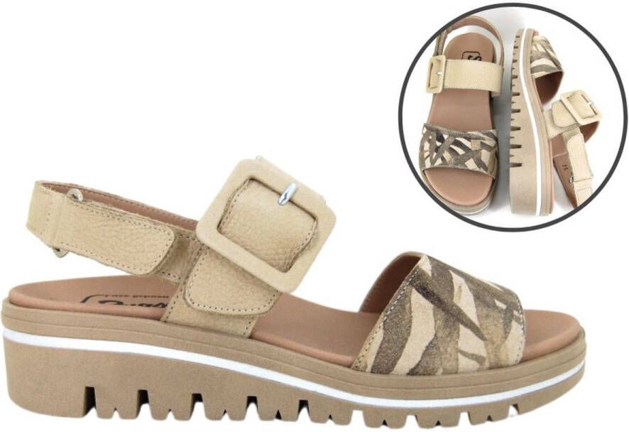 Stravers Grote Maten Schoenen Stravers Comfortabele Beige Sandalen Uitneembaar Voetbed Grote Maten Sandalen