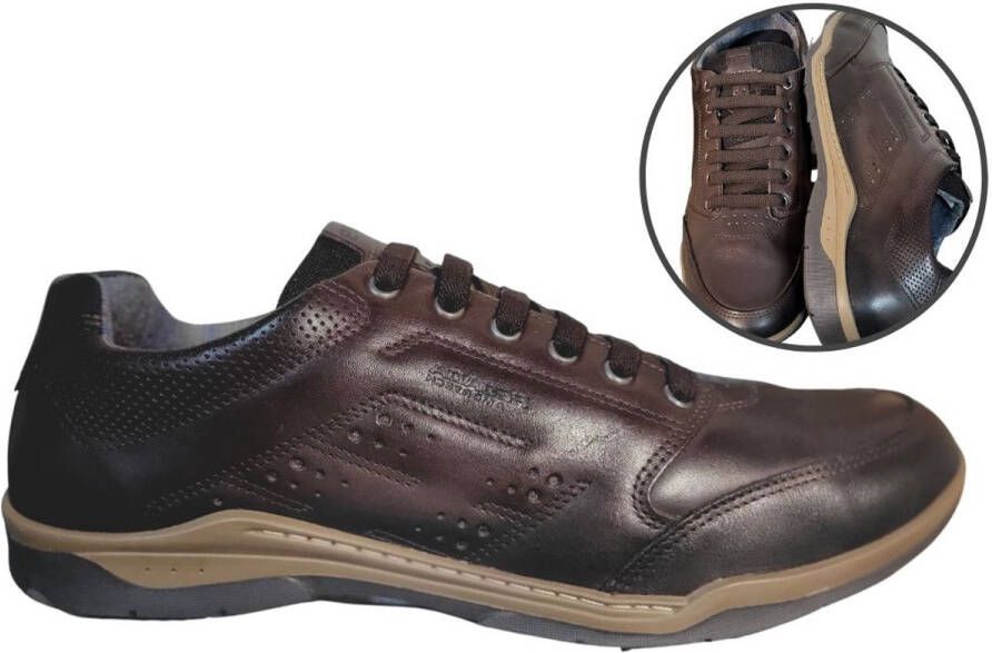 Stravers Grote Maten Schoenen Stravers Comfortabele Klassieke Sneakers Donker Bruin Heren Grote Maten Sneakers