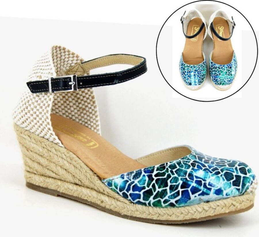 Stravers Grote Maten Schoenen Stravers Espadrilles met Sleehak Blauw Grote Maten Dames Sandalen