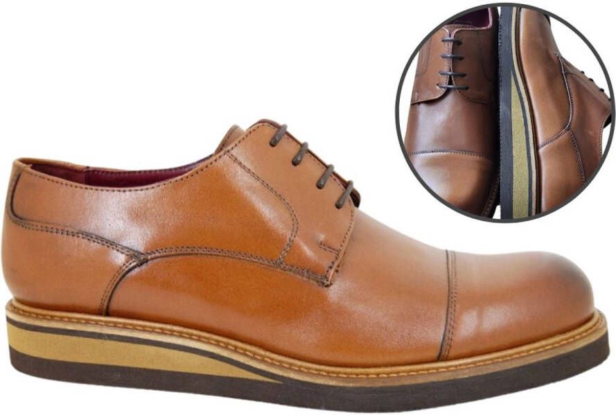 Stravers Grote Maten Schoenen Stravers Gekleed Sportieve Heren Veterschoenen met Rubberzool Bruin Grote Maten Herenschoenen