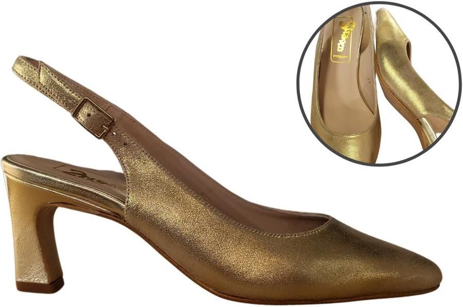 Stravers Grote Maten Schoenen Stravers Goudkleurige Slingback Hakken Grote Maten Slingback Pumps