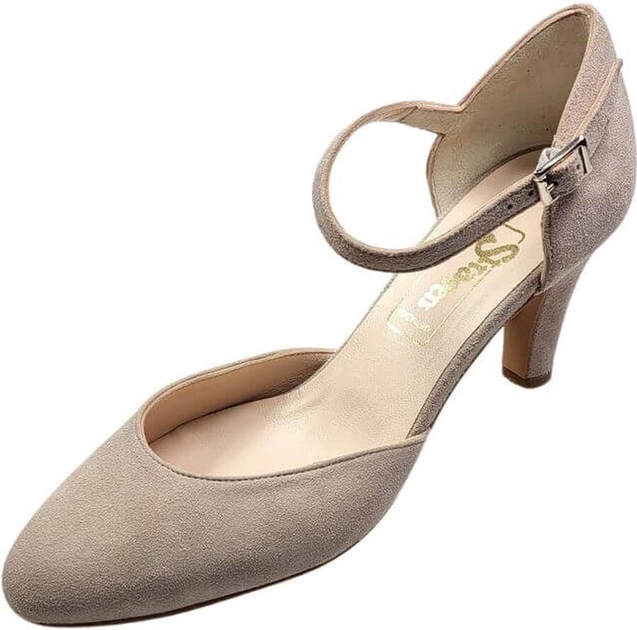 Stravers Grote Maten Schoenen Stravers Pumps met hak en bandje Grote Dames Maten Taupe Beige pump
