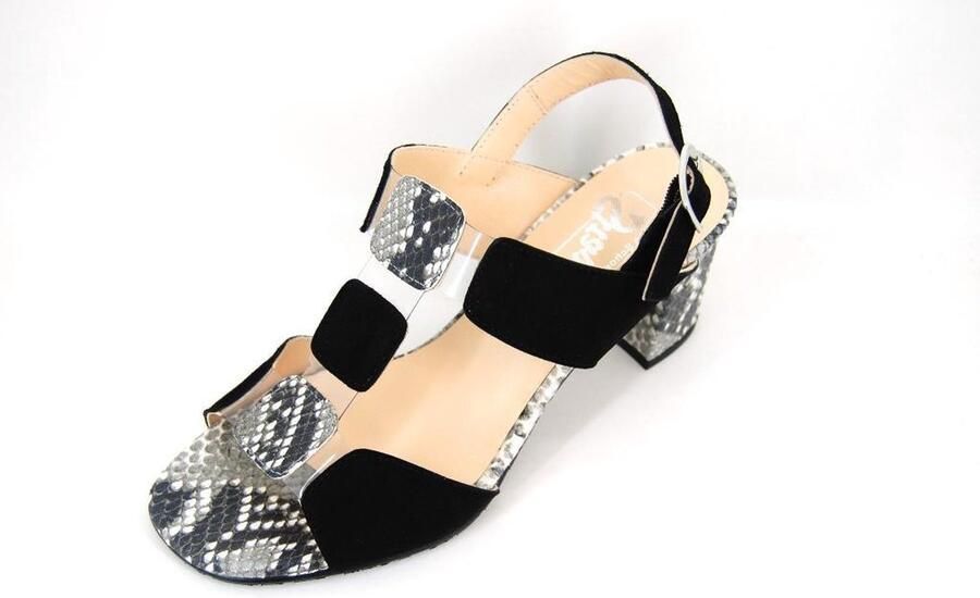 Stravers Grote Maten Schoenen Stravers Sandalen met Hak Zwart Python Grote Maten - Foto 5