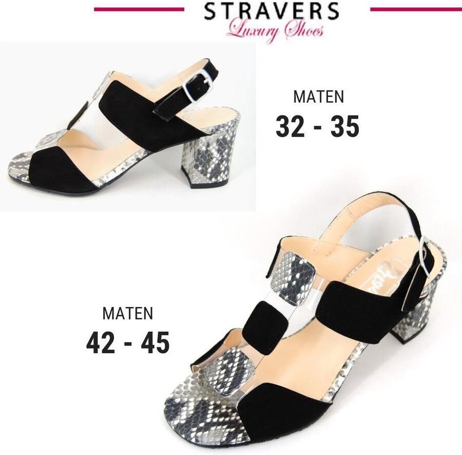 Stravers Grote Maten Schoenen Stravers Sandalen met Hak Zwart Python Grote Maten - Foto 2